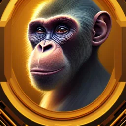 A beautiful portrait of a cute cyberpunk monkey face , Bored Ape Yacht Club style