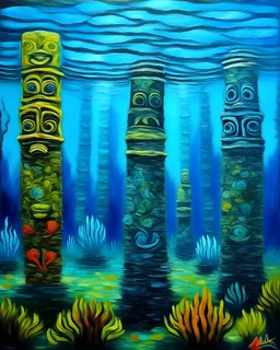 Underwater tikis painted by Claude Monet