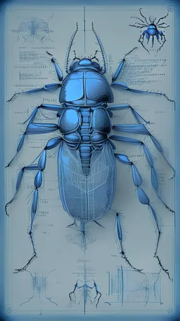 Blueprint of a 6 legged beetle.