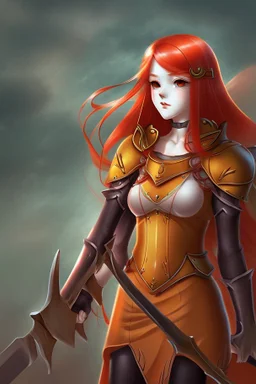 Teenaged Female Red haired kitsune paladin