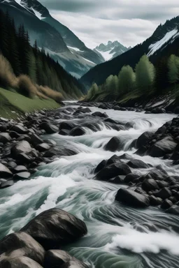 river flowing from mountain
