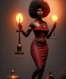 Negra Francisca, beautiful, curvy body, mature African slave, simple red fabric dress, beautiful long black hair, red headband, head and shoulders portrait, holding glass of wine, 8k resolution concept art portrait by Greg Rutkowski, Unreal Engine 5 volumetric lighting