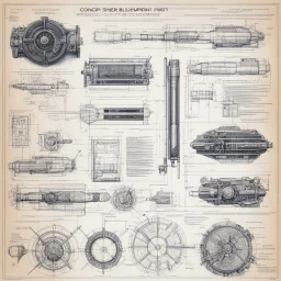 ConceptSheet blueprint [by Hans Ruedi Giger]: sci-fi FBI equipment to investigate and capture a serial killer