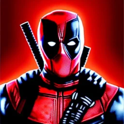 ultra detailed fullbody portrait of Deadpool, extremely detailed digital painting, intrincate, extremely detailed face,crystal clear Big Glowing eyes, mystical colors , perfectly centered image, perfect composition, rim light,extremely sharp detail, finely tuned detail, beautiful lighting, 8k, stunning scene, raytracing, in the style of robert e howard and pablo oliveira and Ken Kelley and Ohrai Noriyoshi and Simon Bisley