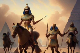 An ancient Egyptian army in front of the sea , cinematic, 8k, resolution concept art portrait by Greg Rutkowski, Artgerm, WLOP, Alphonse Mucha dynamic lighting hyperdetailed intricately detailed