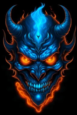 Demon with flaming light blue eyes