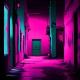 (rosado neon)(verdezulado encendido)(turquesas)(tonos oscuros)(sombras intensas)(iluminación siniestra)(atmósfera inquietante)(contrastes perturbadores)(escenas nocturnas)(efectos de luz y sombra)(figuras difusas)(elementos distorsionados)(tonalidades frías)(composición desequilibrada)(texturas ásperas)(perspectivas inusuales)(elementos desgarradores)(efectos de profundidad)(paisajes surreales)(sensación de claustrofobia)(siluetas amenazadoras)(detalles grotescos)(simetría alterada)(elementos di