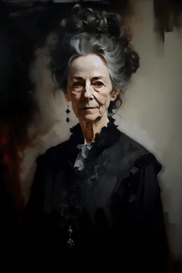 Portrait of Tabitha Potts in the style of Portrait of The Lady in Black John Singer Sergant