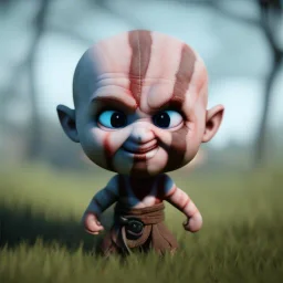 Cute baby video game god of war krotos, axe, mytology, 8k resulation unreal engine 5