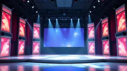 luxury stage with flash animation light and lcd big screen in baground