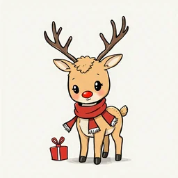 chibi reindeer Christmas sketch