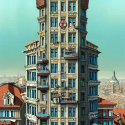 SkylinehTrainstation on top of building +Beaux Arts architecture+artdeco architecture+detailed facades+uphill road+trees+ biopunk+Bueno Aires+turin+trieste+Book illustration by Gediminas Pranckevičius, Jean Baptiste Monge, Brian Kesinger, Anton fadeev, Kilian Eng, strong lines, high contrast vibrant colors, highly detailed, 16k resolution, trending on behance