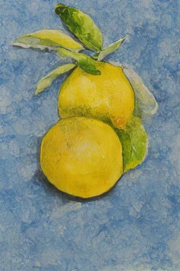 blue lemon painting on a white background