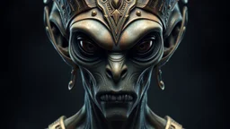 a photorealistic portrait of an alien emperor. non humanoid.