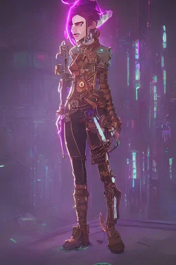 steampunk elf detective in a neon dystopian city