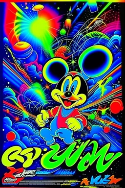 nostalgic Blast from the Past rave party poster cheerfull disney abstract