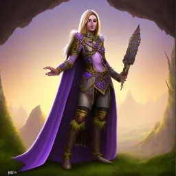 D&D character, female, vampire, druid, nature, tan skin, purple galaxy cloak