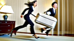 hotel housekeeping running away someone's suitcase