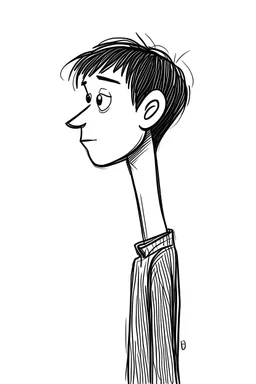 doodle , high quality , illustrated, boy with long neck
