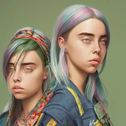 Billie Eilish, ying in the bathroom, photorealistic illustration