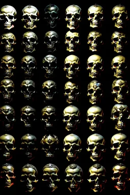 faces of the ultimate tribunal done with skulls