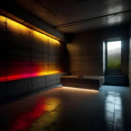 raw concrete room with coloured indirect light, james turell , realistic 8K