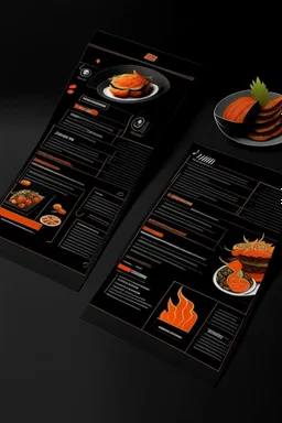 sushi Resturant menu, black and orange,