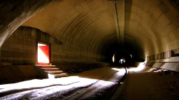 inside the underground vaulted tunnel in the mountain