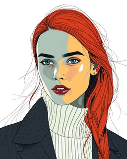 Wide portrait of a nordic fashion model, colours, line drawings and shapes over the image inspired by Laszloc Maholy-Nagy