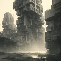 Architecture , bâtiment , design, concept art, Brutalist,