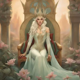 art by Alfons Mucha, Lady Gaga as an elf princess in an elven kingdom, HD 4K