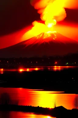 Mount Fuji erupts