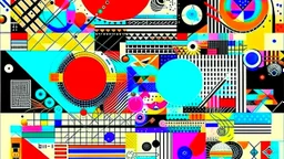 collage and abstract geometric composition, with various shapes, objects and vaterials