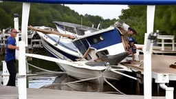 two drunk men crash their boat into a docked boat and sinks it