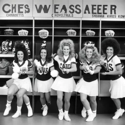 1970s SWAG cheerleaders in the lockers