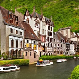 A magical gothic little town with a castle and canals Nick Harris style