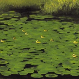 duckweed and double DNA on pond by manet