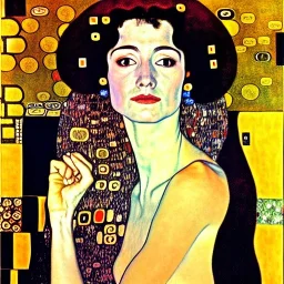 retrato de mujer bella con estilo de Gustav Klimt