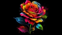 a painting of arose flower on a black background, a digital painting, by Jason Benjamin, shutterstock, colorful vector illustration, mixed media style illustration, epic full color illustration, mascot illustration