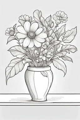 outline art for cute flower in vase at the kitchen coloring pages with which, White background. sketch style, clean line art, white background, no shadow and clear