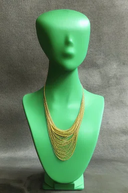 green necklace mannequin stand in luxury environment