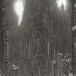 dystopia, city area, fire, black and white, detailed, dark, art by junji ito, horror