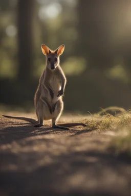 a wallaby who is training discos, bokeh like f/0.8, tilt-shift lens 8k, high detail, smooth render, down-light, unreal engine, prize winning