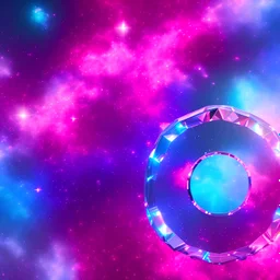 un anneau inter-dimentionnel cristal bleue rose lumineuse, fond étoilé, 4K, 8K, 3D