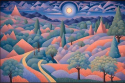 a noctilucent landscape by artist "Gino Severini",by artist "Betye Saar"