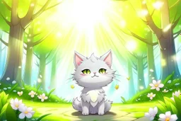 cute anime chibi cat in magnolia forest in sunshine Weight:1 heavenly sunshine beams divine bright soft focus holy in the clouds Weight:0.9