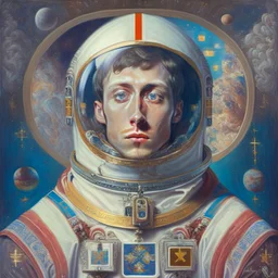 portrait of an astronaut in the style of orthodox paintings