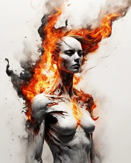 art, abstract, human, burning edges, (intense and emotional visual experience:1.5), (captivating and fiery ambiance:1.3), (dramatic and captivating essence:1.2), (fiery details:1.3), white background