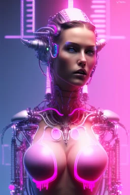 cyberpunk, pink latex body, women, body portrai, big boobs, highlight eyes perfect, skin, tron, cyborg, perfekt sexy, real, dream, hr giger