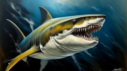 shark oil painting